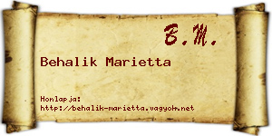 Behalik Marietta névjegykártya